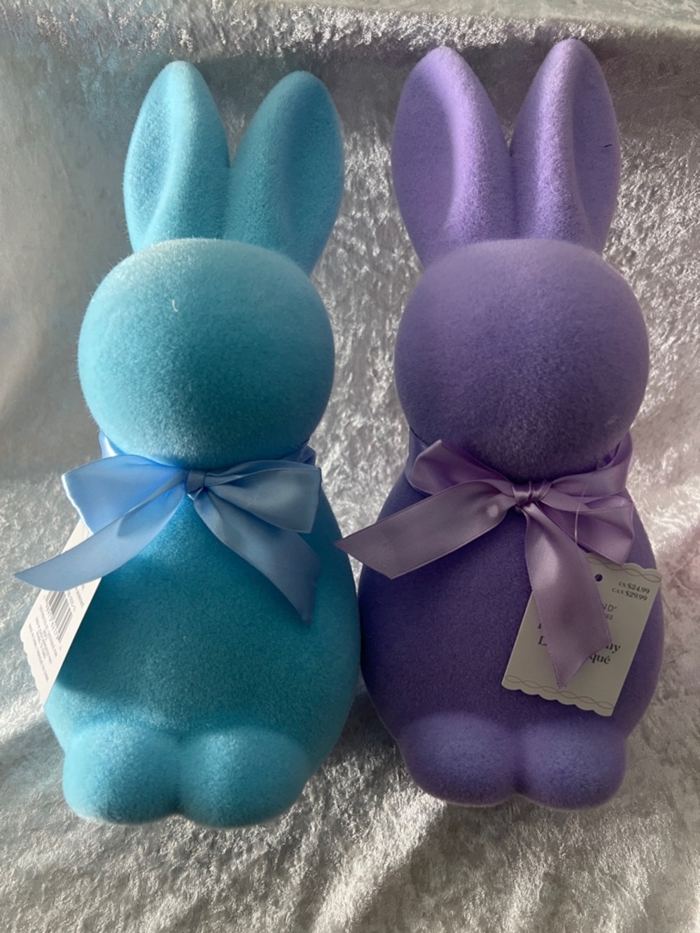 2-🆕Ashland Flocked Bunny in Purple with Lilac Ribbon